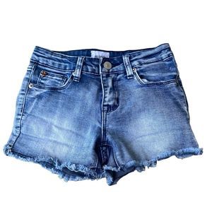 Hudson Jeans Girl’s Sz 10 Adjustable Waist Frayed Hem Blue Denim Shorts